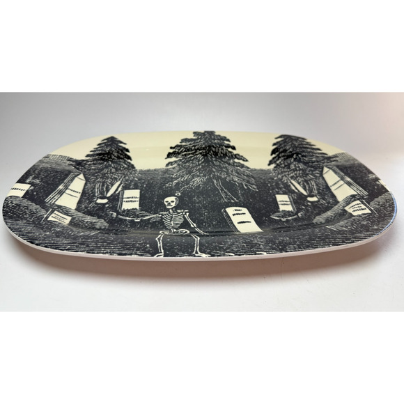 John Derian Target 15.75" Melamine Rest In Peace Tray Platter Skeleton Graveyard - Picture 2 of 5